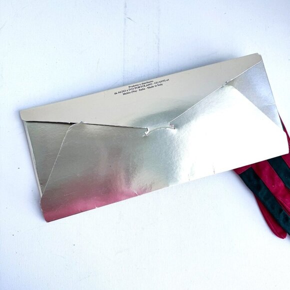 Moschino Red Black Colorblock Suede Gloves w Original Packaging S - Picture 6 of 9